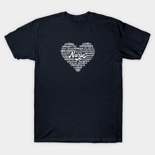 Heart Nurse Word Cloud T-Shirt by Jitterfly